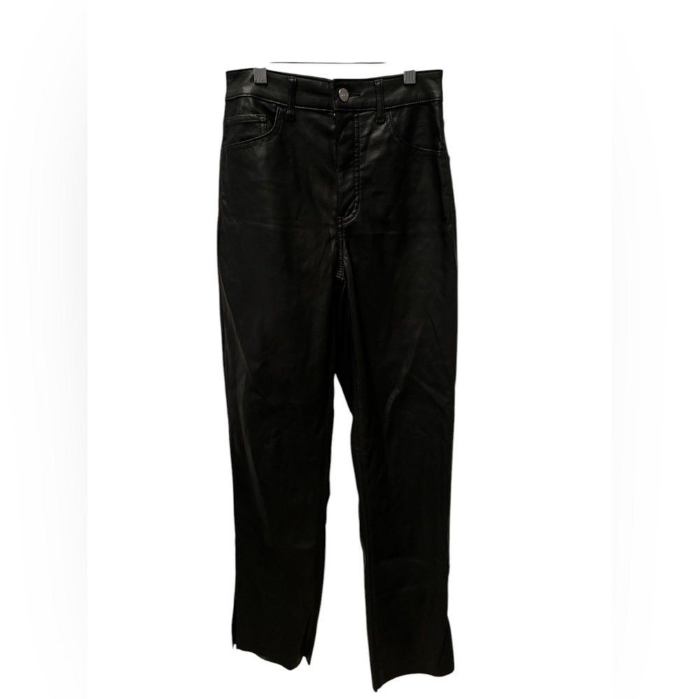 Express Womens Sz 00R Faux Leather Pants Black Modern Straight Super High Rise